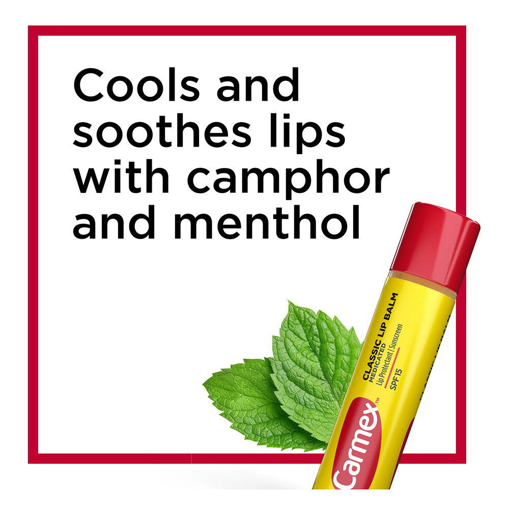 Carmex Medicated Classic Lip Balm Sticks for Dry, Chapped Lips, 0.15 Oz, 3 Ea
